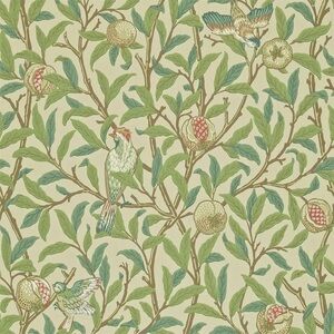 Morris & Co original William Morris Bird & Pomegranate Green/Beige wallpaper 2
